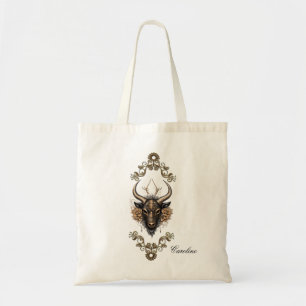 Elegant black gold reindeerhaed  tote bag