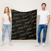 Elegant Black Gold Repeating Name Script