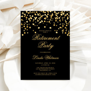 Elegant Black & Gold Retirement Party Invitation