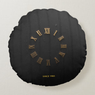 Elegant Black & Gold Roman Numeral Pillow