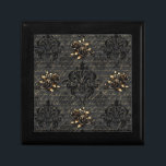 Elegant black gold roses damask gothic gift box<br><div class="desc">Elegant,  black and gold design with gold and black roses,  black damask and antique handwritten script background. Elegant,  antique,  gothic design. Matching items are available in my store.</div>