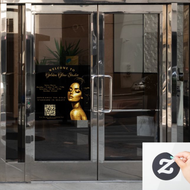 Elegant Black & Gold Salon Custom Business  (Office Door)