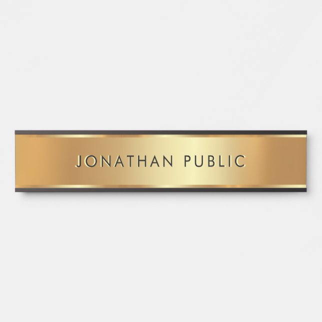 Elegant Black & Gold School Home Office Business Door Sign (Front)