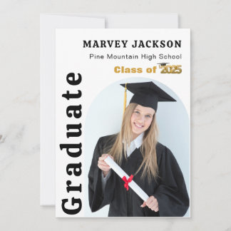 Elegant Black Gold Script 4 Photo Graduate Invitation