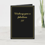 Elegant Black & Gold Script Brother 50th Birthday Card<br><div class="desc">Elegant Black & Gold Script Brother 50th Birthday, a beautiful design intended for anyone looking for beautiful birthday cards for brother, birthday cards for elder brother or birthday cards for younger brother, this one would be cool. The design features a nice black background with some personalizable text, you could put...</div>