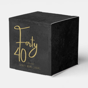 Elegant Black & Gold Script Forty Modern Birthday Favour Box