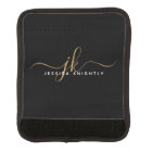 Elegant Black Gold Script Monogram Name Stylish