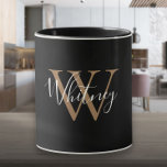Elegant Black Gold Script Name Monogram    Mug<br><div class="desc">Stylish black and gold script monogram mug. You can personalise the name,  monogram to create your own unique design. Designed by Thisisnotme©</div>