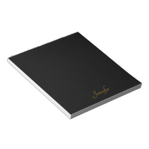 Elegant Black Gold Script Personalised Monogram Notepad