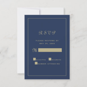 Elegant Black Gold Script Wedding Chic Enclosure RSVP Card