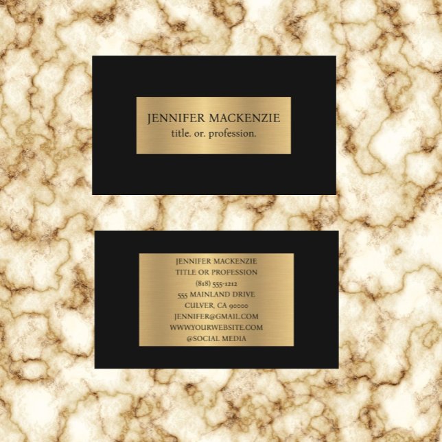 Elegant Black Gold Simple Simplistic Minimalist Business Card (Creator Uploaded)