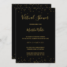 Elegant Black Gold Simple Virtual Bridal Shower
