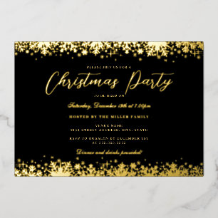 Elegant Black Gold Snowflake Christmas Party