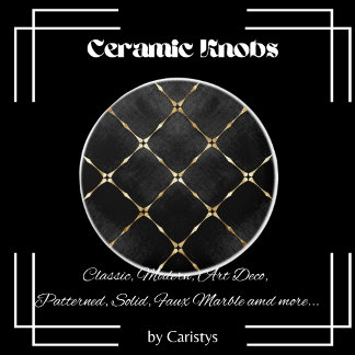 Elegant Black & Gold Squares Ceramic Knob