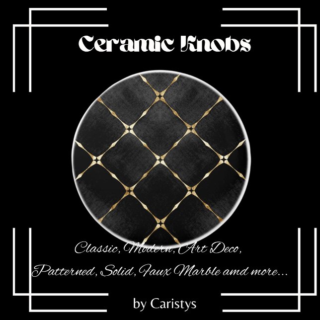Elegant Black & Gold Squares Ceramic Knob (Creator Uploaded)