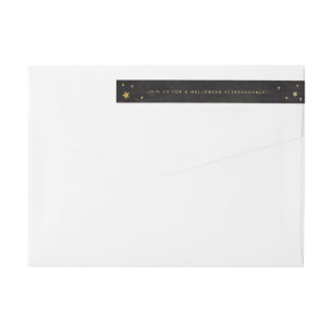 Elegant Black+Gold Stars Wraparound Address Label