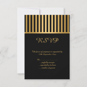 ELEGANT BLACK GOLD STRIPE ALL OCCASION RSVP CARD