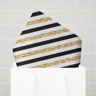 Elegant black gold stripe pattern party wine box tissue paper