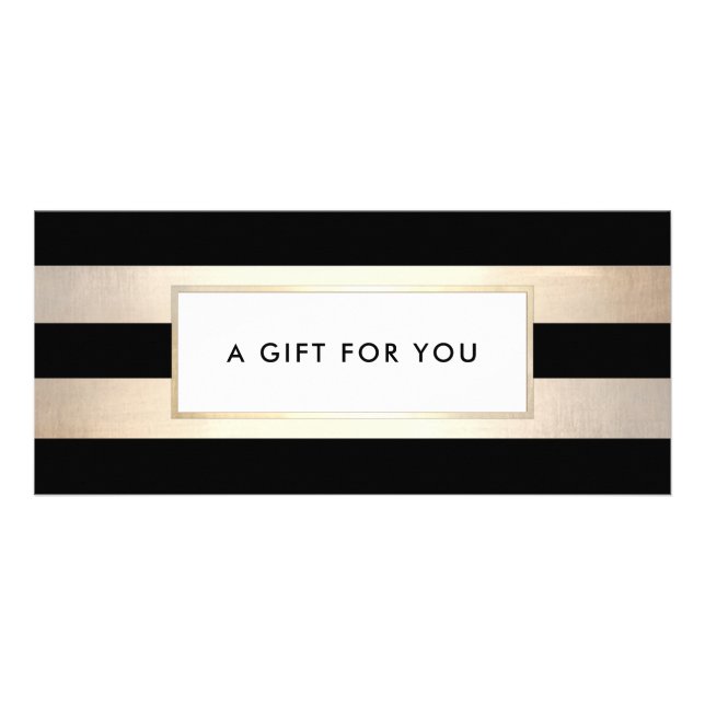 Elegant Black Gold Striped Spa Gift Certificate (Front)