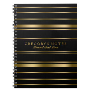 Elegant Black & Gold Stripes Pattern 3 Spiral Notebook