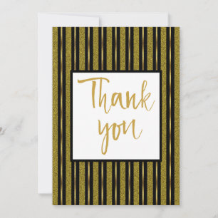 Elegant Black & Gold Stripes Thank You Card