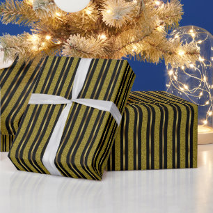 Elegant Black & Gold Stripes Wrapping Paper
