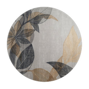 Elegant Black Gold Stylised Leaf Botanical Pattern Cutting Board