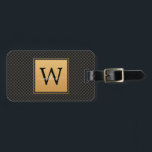 Elegant Black Gold Stylish Monogram Script Travel Luggage Tag<br><div class="desc">Elegant Black Gold Stylish Monogram Script Travel Luggage Tag. Features a luxury black and gold background.</div>