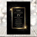 Elegant Black Gold Surprise 18th Birthday Party Invitation<br><div class="desc">This black and gold surprise 18th birthday invitation is designed to set the stage for a truly memorable celebration. The customisable text templates allow you to add the name of the honoured guest, the secret party details, and the venue with ease. Your loved one will be in for a night...</div>
