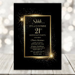 Elegant Black Gold Surprise 21st Birthday Party Invitation<br><div class="desc">This black and gold surprise 21st birthday invitation is designed to set the stage for a truly memorable celebration. The customisable text templates allow you to add the name of the honoured guest, the secret party details, and the venue with ease. Your loved one will be in for a night...</div>
