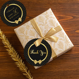 Elegant Black & Gold Surprise Birthday Party Favour Tags