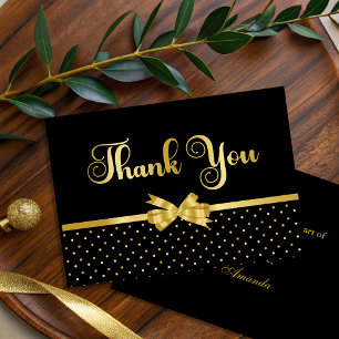 Elegant Black & Gold Surprise Birthday Party Thank You Card