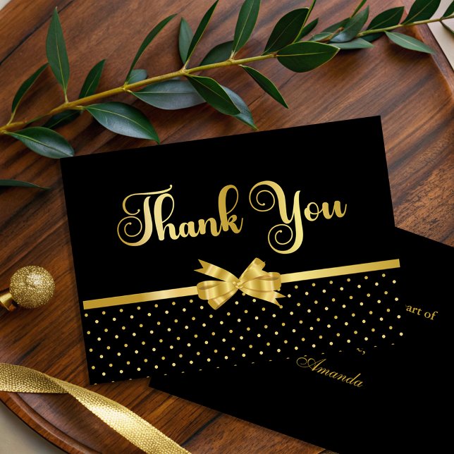 Elegant Black & Gold Surprise Birthday Party Thank You Card (Creator Uploaded)