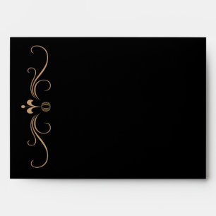 Elegant Black & Gold Swirl Envelopes