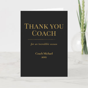 Elegant Black Gold Team Coach Appreciation Thank You Card