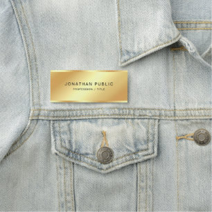 Elegant Black & Gold Template Employee Staff Crew Name Tag