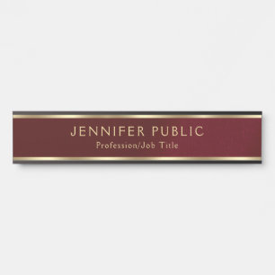 Elegant Black & Gold Text Home Office School Door Sign