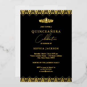 Elegant Black Gold Tiara Quinceanera