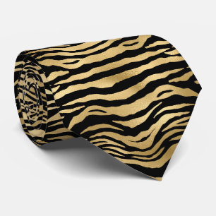 elegant black gold tiger print pattern tiled tie