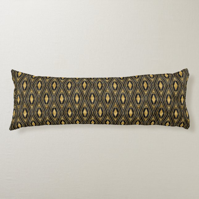 elegant black gold tiled pattern body cushion (Front)