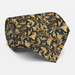Elegant black gold tiled pattern  tie