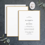 Elegant Black & Gold Typography Wedding Invitation<br><div class="desc">A gorgeous typography wedding invitation for a summer or fall wedding! This beautiful,  elegant design features a gold edge around a white invitation,  with modern black typography. A simple,  minimalist design. Copyright Anastasia Surridge for Elegant Invites,  all rights reserved.</div>