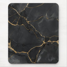 Elegant Black Gold Veins Office Mouse Pad