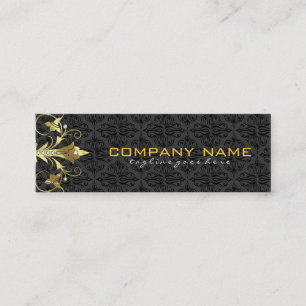 Elegant Black & Gold  Vintage Floral Damasks 2 Mini Business Card