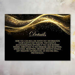 Elegant Black Gold Wedding Details Enclosure Card