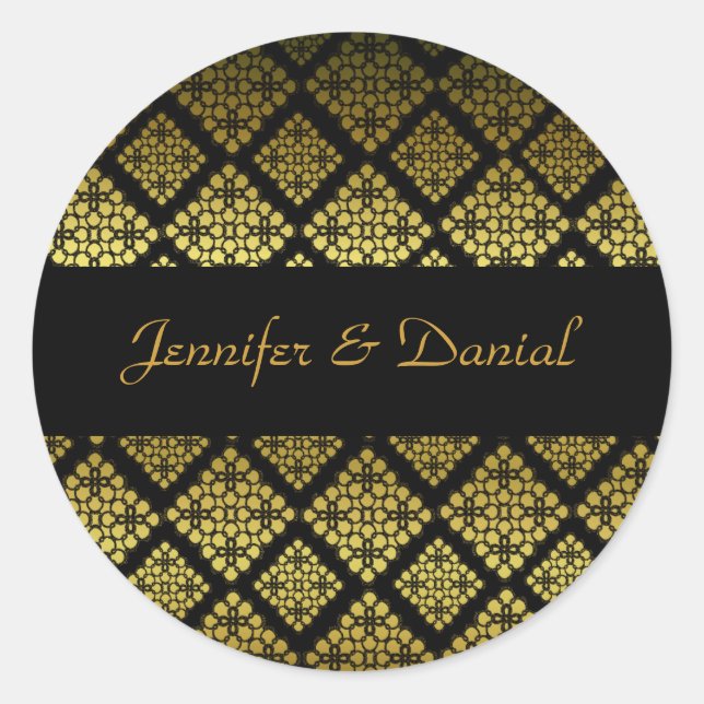 Elegant Black & Gold Wedding Envelope Seal (Front)