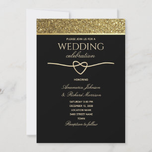 Elegant Black Gold Wedding Invitation