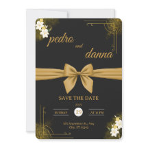 Elegant Black & Gold Wedding Invitation