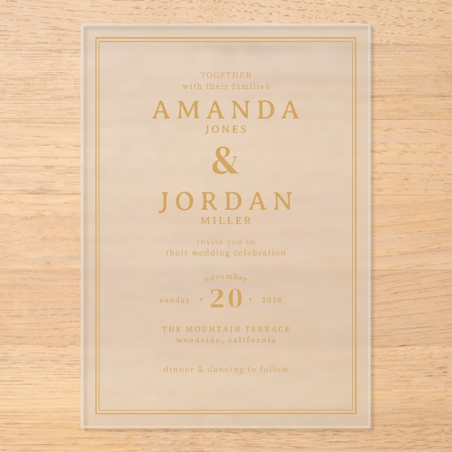Elegant Black Gold Wedding Invitation (Front)