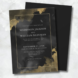 Elegant Black Gold Wedding Invitation